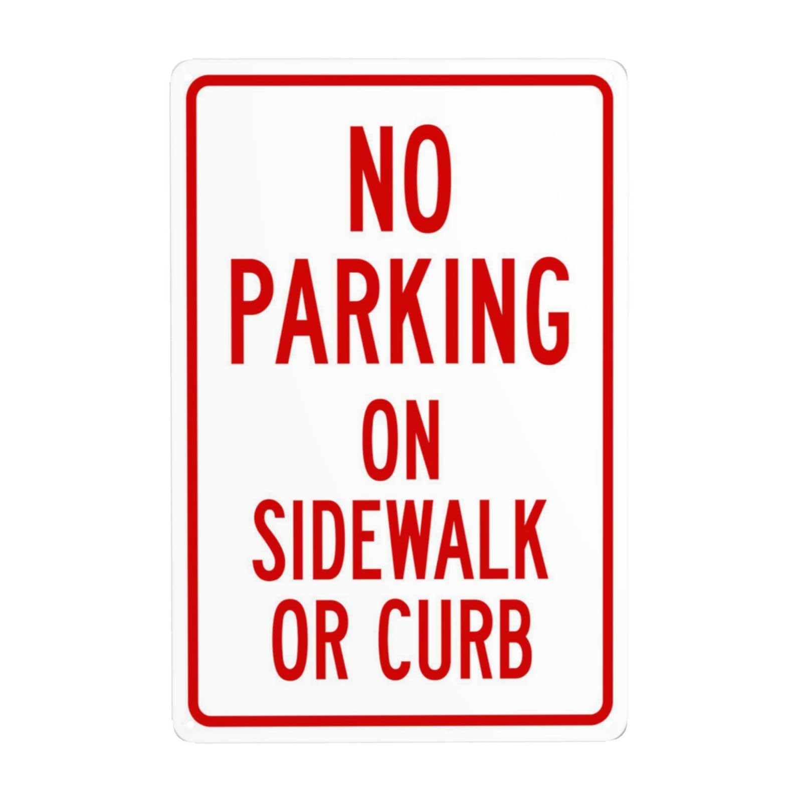 SMAZDFXX No Parking On Sidewalk Or Curb Metal Warning Signs, Cautions Security Tin Sign, Safety Posted Signs for Street Business Wall Decor 8"x12"
