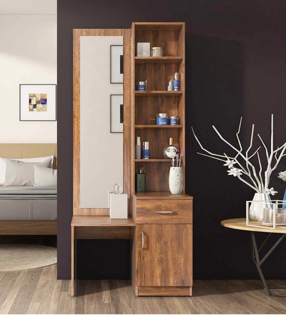 CASPIAN Furniture Dressing Table with Mirror for Bedroom | Bedroom Vanity Table | Dresser | Storage (Rainforest Brown)-image-36