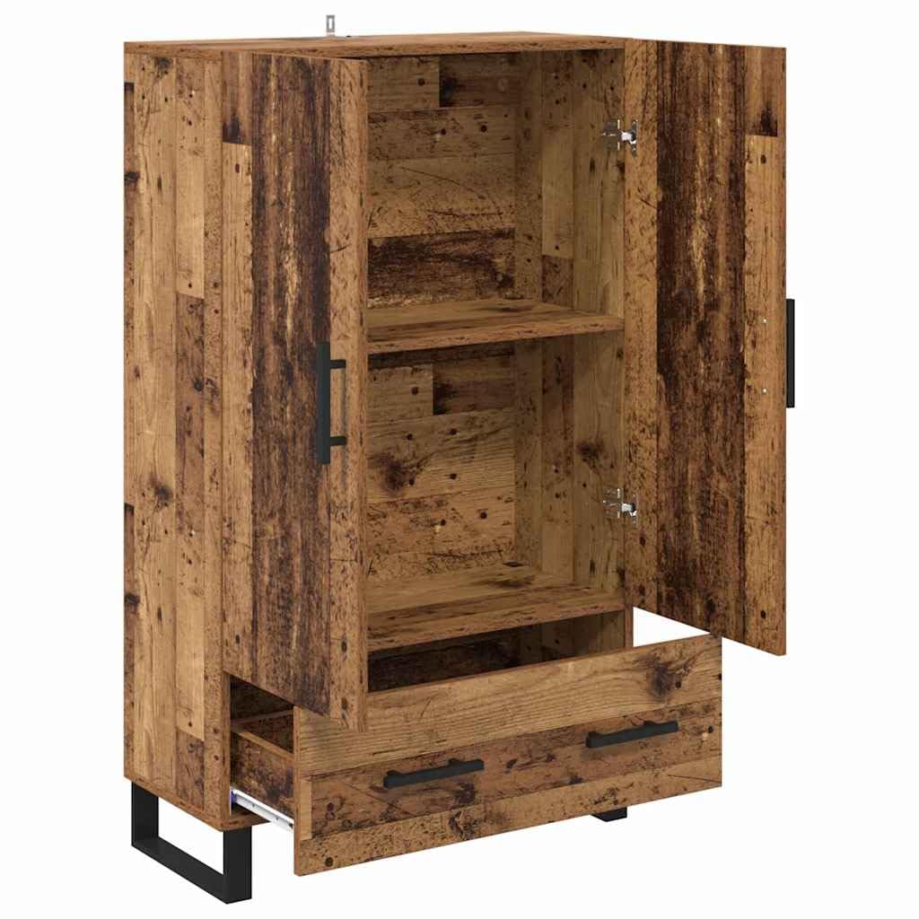Nowoczesna komoda o wyglądzie starego drewna, 69,5 x 30 x 115 cm, materiał drewnopochodny, z szufladą, 2 drzwi, miejsce do przechowywania do salonu, sypialni, korytarza, uniwersalny mebel