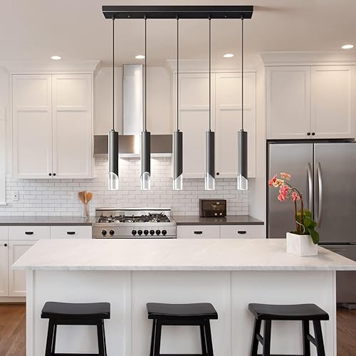 Miniatura 10 de Lámpara colgante moderna de 3 luces, lámpara colgante de cocina, regulable, LED, comedor, negro, mini luces colgantes, iluminación colgante