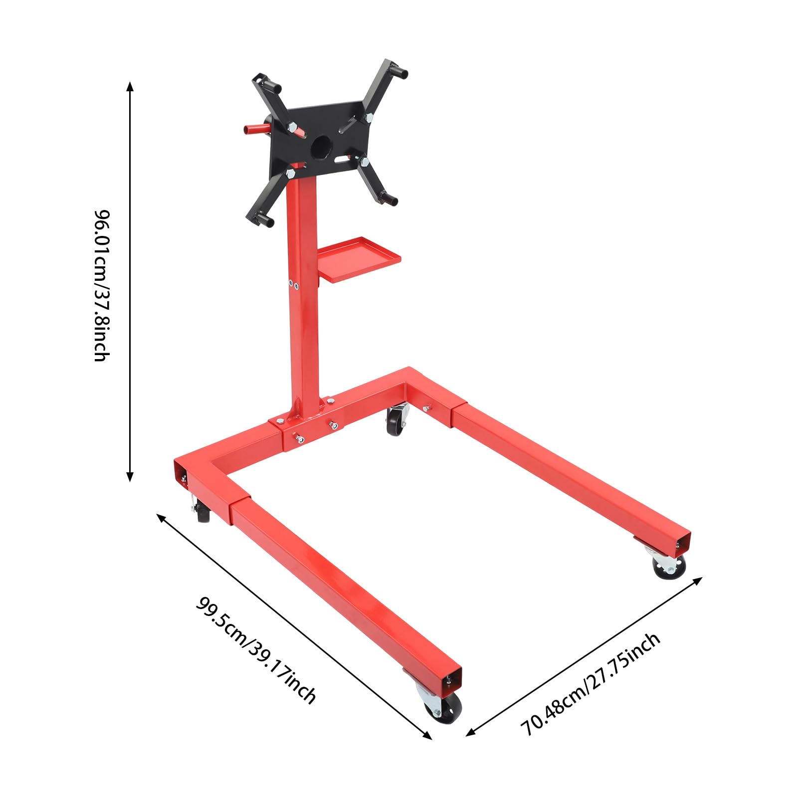 Cavalletto per motore mobile fino a 567 kg, per officina e garage | Bracci regolabili a 360°, in acciaio al carbonio, supporto per motore a forma di H, per motori piccoli e medi