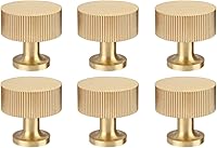 RZDEAL 6 Pack Solid Brass Cabinet Knobs 1 Inch Brushed Gold Finish Modern Drawer Pulls Handles for Kitchen Dresser