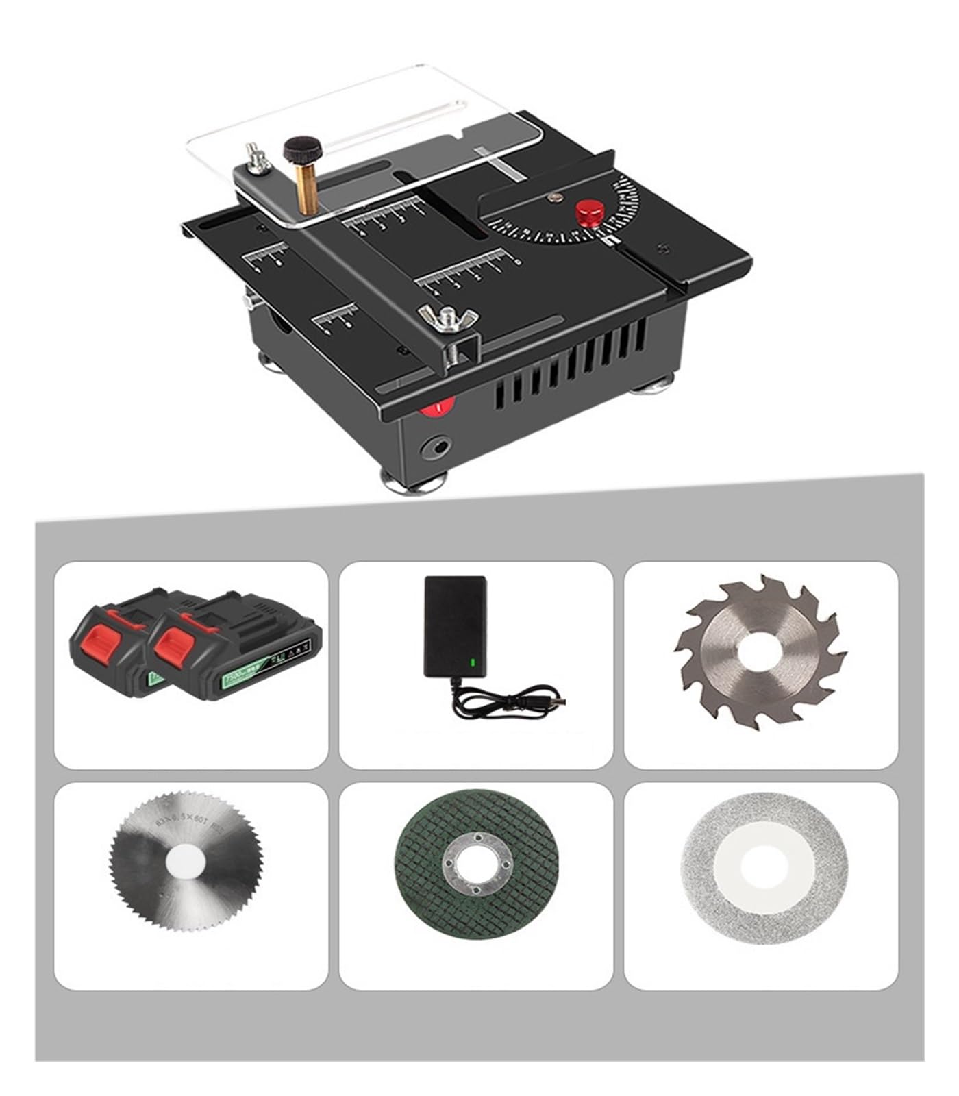 Dom Mikrobiblioteka Mini Piła Stołowa DIY Mała Obróbka Drewna Plastikowa Piła Łańcuchowa Precyzyjna Piła Modelarska Cięcie Precyzyjne CięCie(2 Standard Model+4 saw blades)