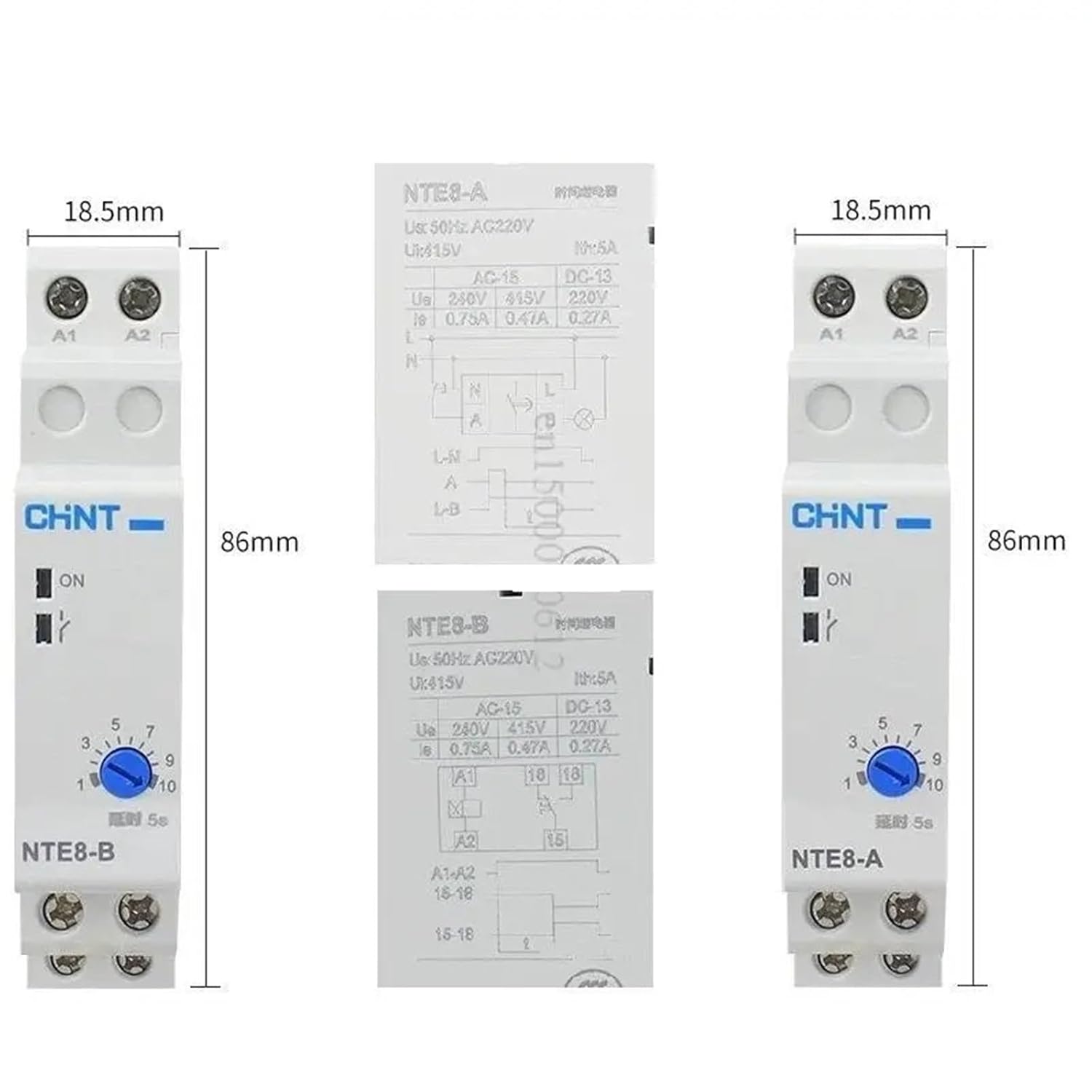 1PCS NTE8 Series Time Delay Relay Control Off Power On Delay NTE8-A NTE8-B 5S 10S 120S 480S AC220V DC24V Din Rail Digital Timer(24V DC,NTE8-A 0.1-5S)
