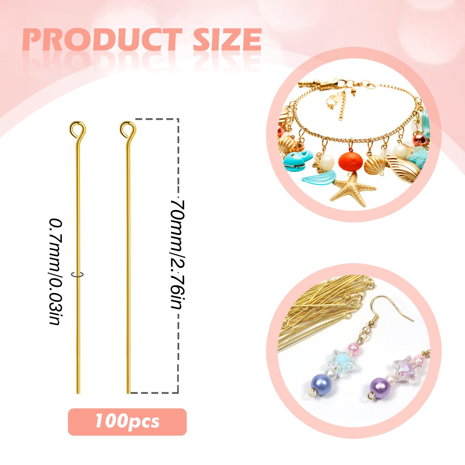 COHEALI 200pezzi Per Fai Da Te Di Spilli Con Testa Sferica Per Creazione Di Gioielli Per Orecchini E Bracciali Strumenti Di Alta Qualità Per Artigianato E Perline - Foto 7