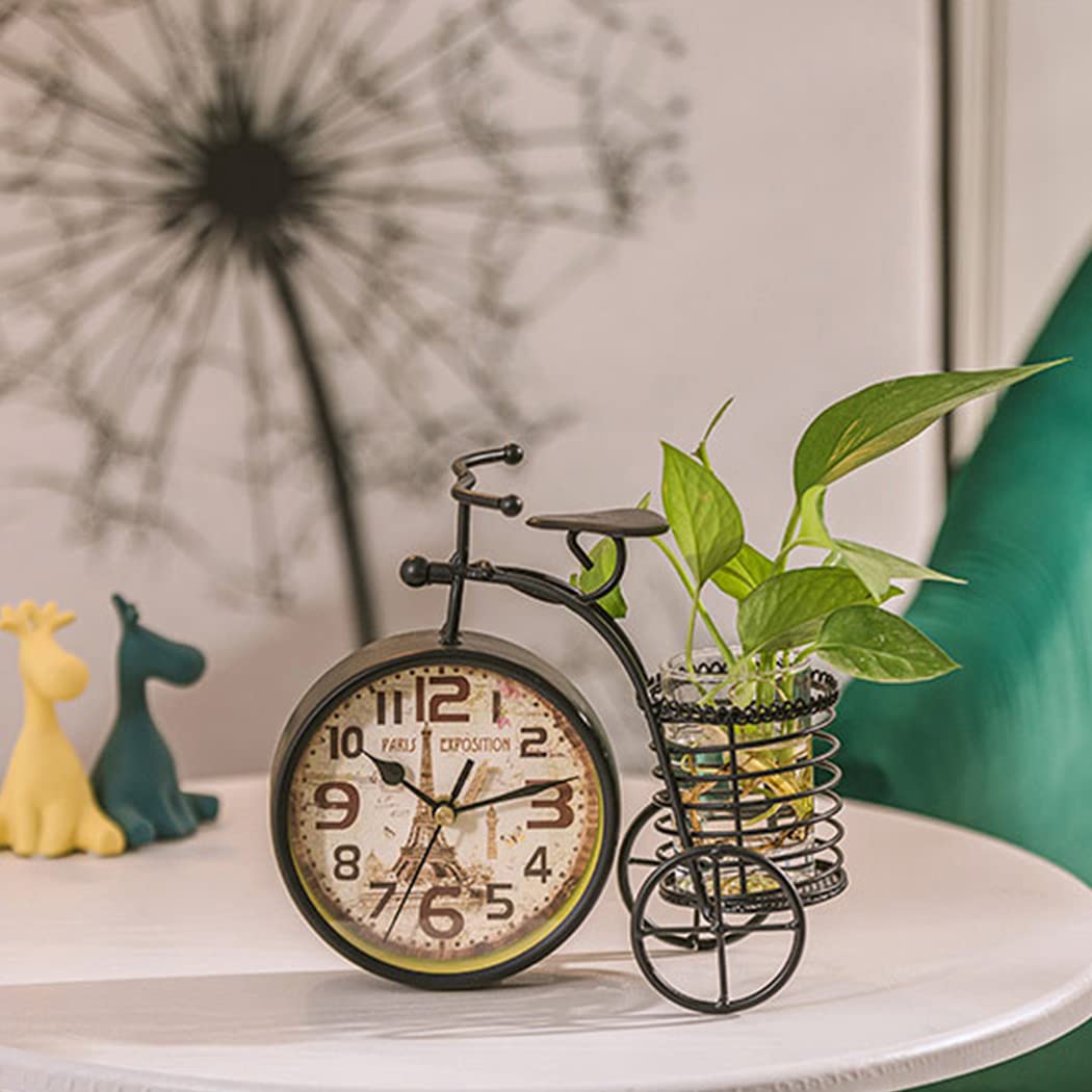 Reloj de Escritorio de Bicicleta de Moda Creativo de Hierro Metal silencioso Reloj de Mesa Sala de Estar Dormitorio decoración