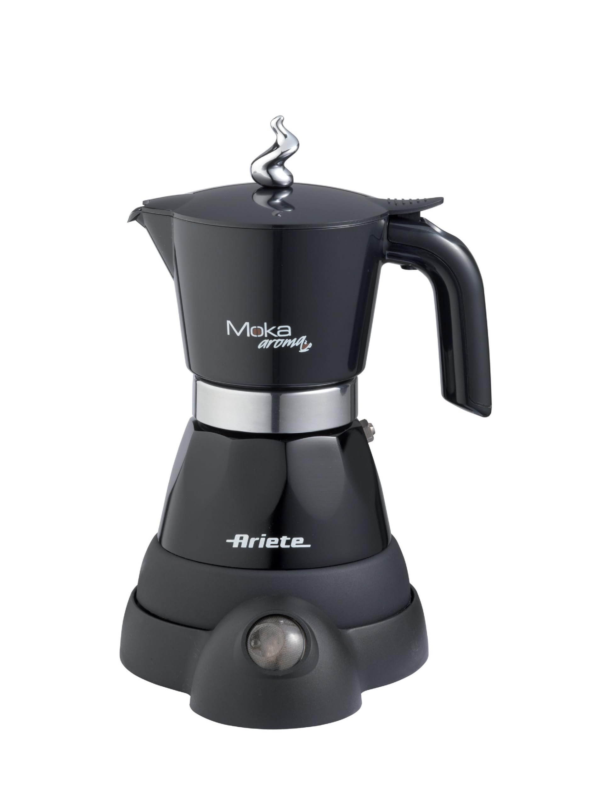 Ariete 1358 Moka Aroma - Cafetera Eléctrica Moka 2/4 Tazas - Autoapagado - Mantiene la Temperatura 30' - 400 W - Negro