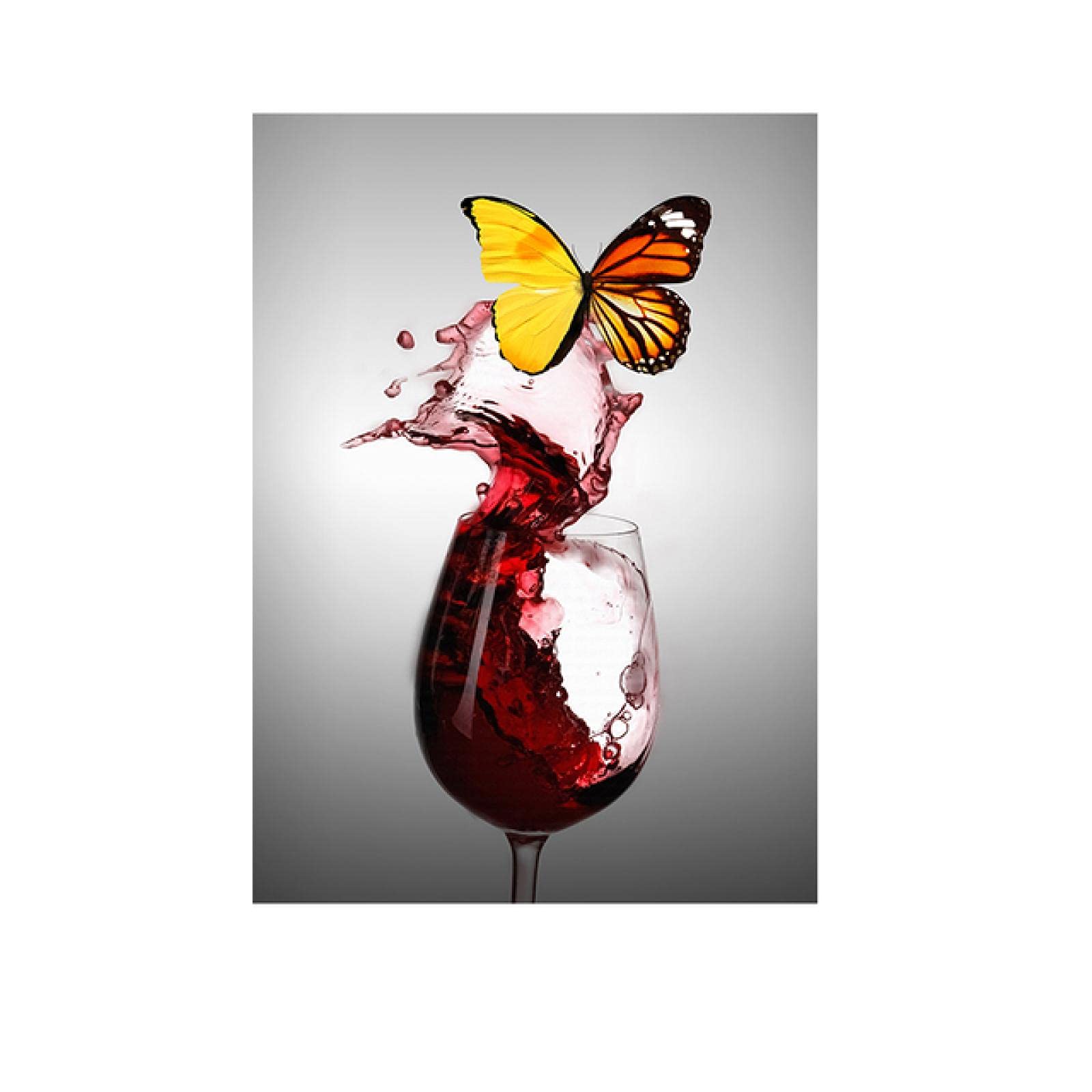 Piękny abstrakcyjny motyl czerwone wino szkło obraz na płótnie plakat i wydruki sztuka ścienna zdjęcia salon wystrój domu 40 x 60 cm x 2 bez ramy