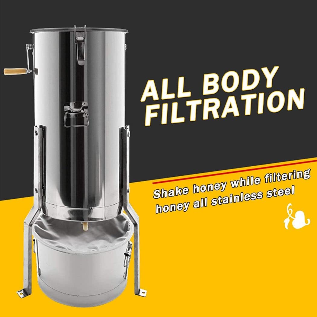 FAXIOAWA Estrattore centrifugo per Miele, estrattore Manuale per Miele a 2 telai con Supporto, Filtro, Strumento per la separazione del Miele con scuotitore per Apicoltura di Grandi Dimensioni