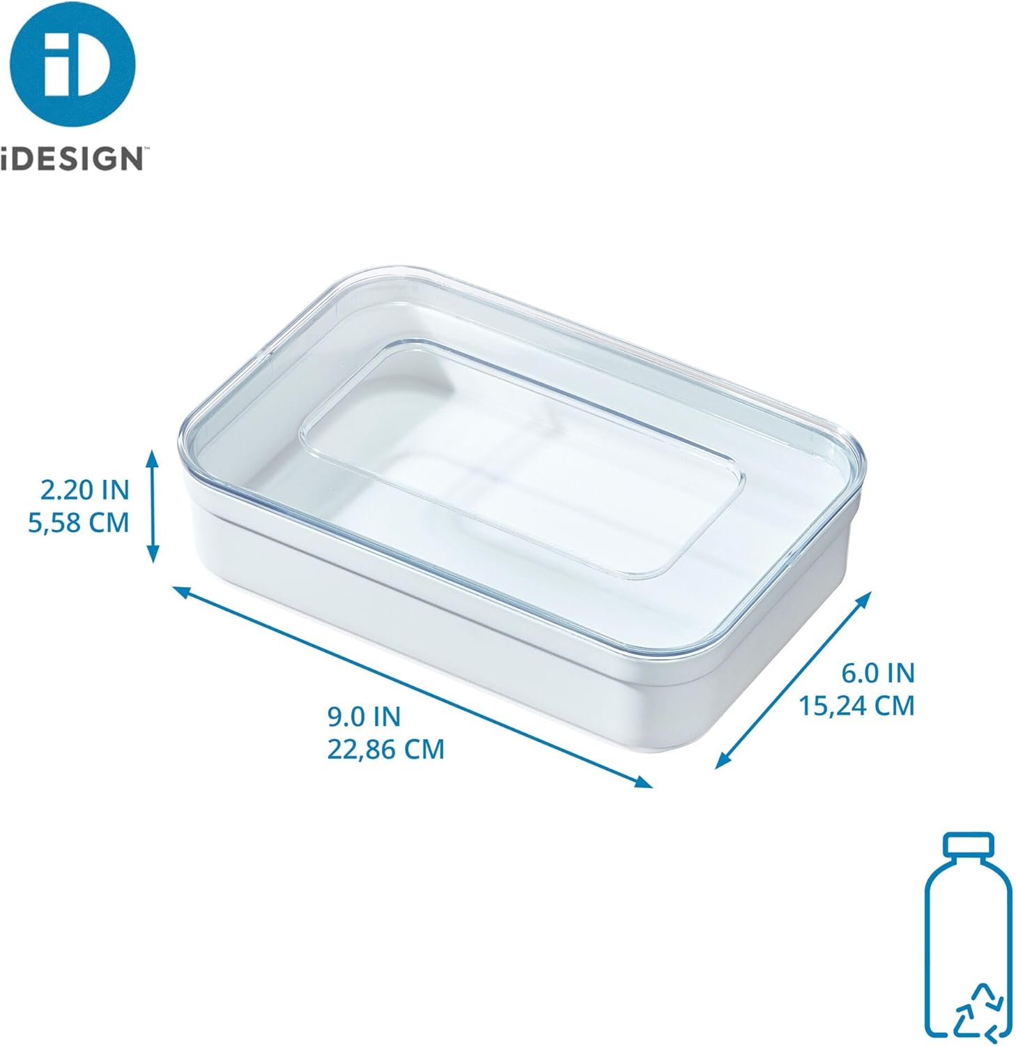 iDesign Recycled Plastic Sandwich Ziplock Bag Holder and Dispenser – 6” L x 9” W x 2.2” H, White/Clear - Image 2