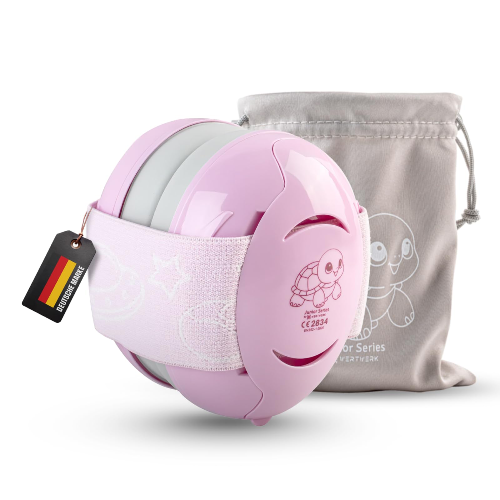 WERTKWERK® Baby Kopfhörer Lärmschutz 3 Monate – 3 Jahre [Verstellbar] Baby Gehörschutz & Ohrenschützer – Für Konzert, Reisen & Alltag – Ohne Druck auf Fontanelle – Pink