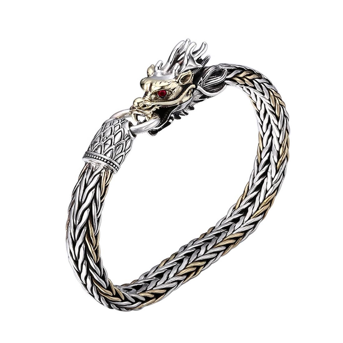 MOCHAMIK Handgewebtes Drachenarmband, personalisiertes Drachenarmband aus S925-Sterlingsilber für Herren