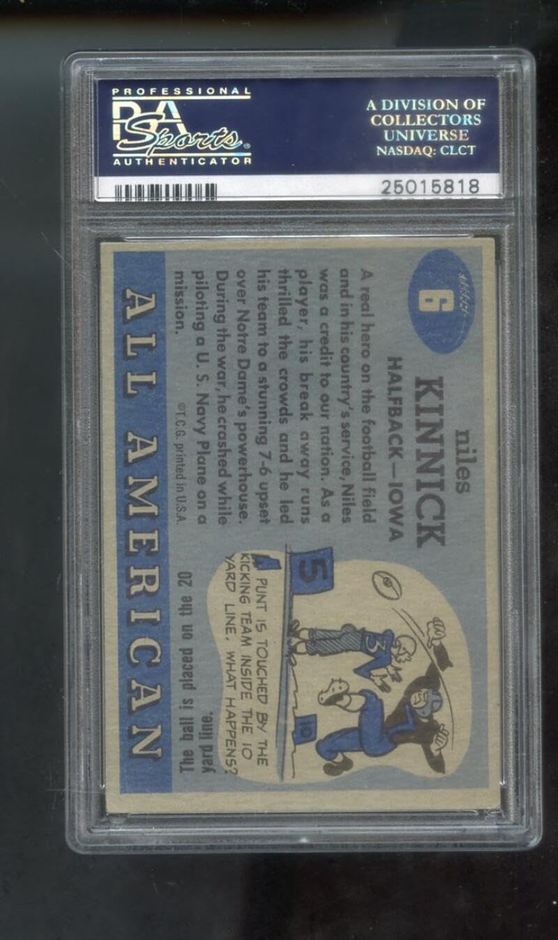 1955 Topps All-American #6 Niles Kinnick PSA 4 Graded Football Card Iowa Nile