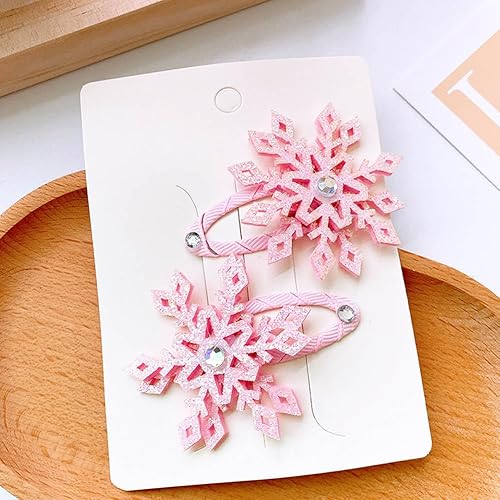 Miniatura 7 de 6 pinzas para el cabello de copo de nieve, horquillas navideñas con purpurina, pinzas para el cabello con lazo de Navidad, horquillas festivas de