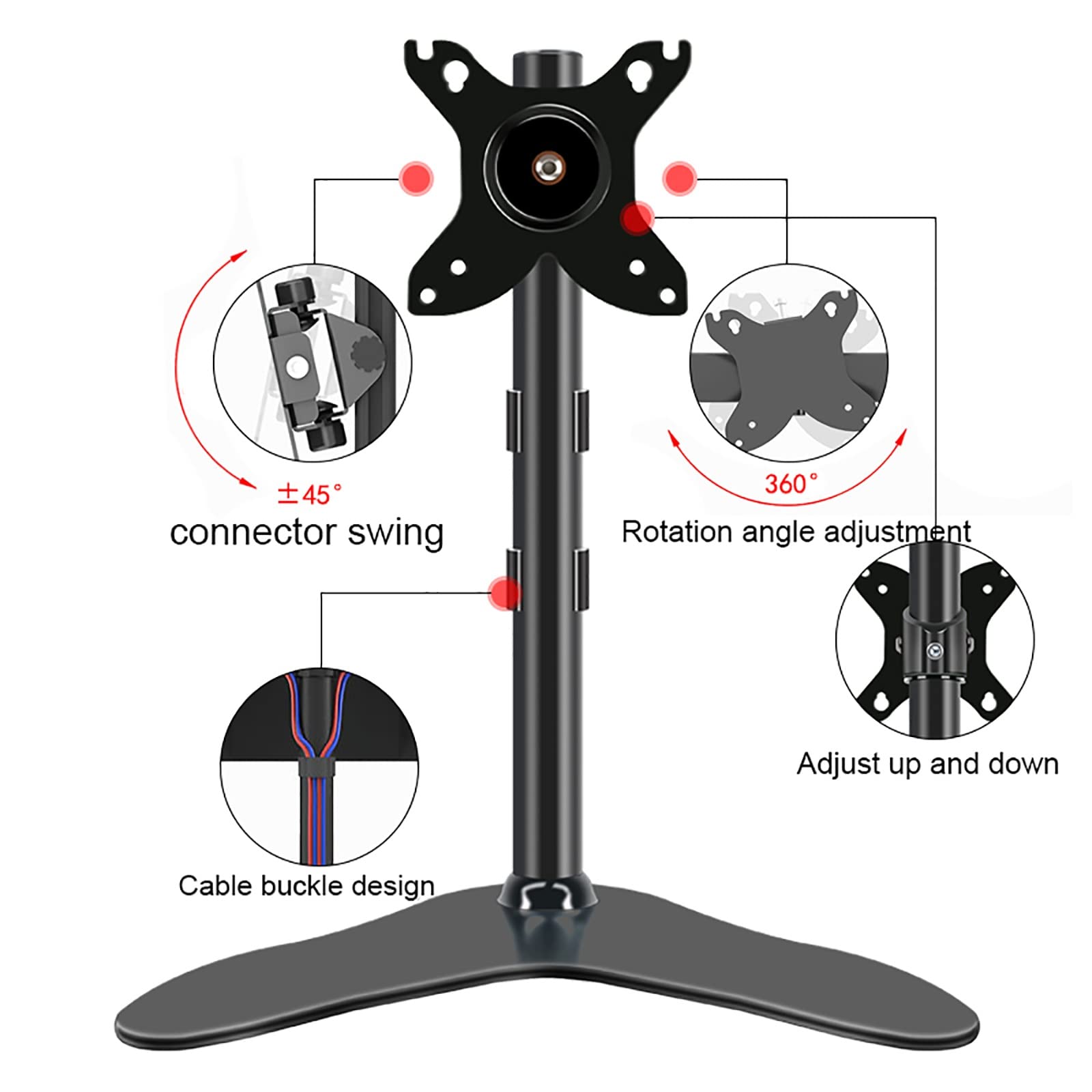 Soporte De Escritorio para Un Solo Monitor De TV, Compatible con Pantallas LCD De 17 A 27 Pulgadas, Soporta hasta 10 Kg/22 Libras.,Size_name-61cm