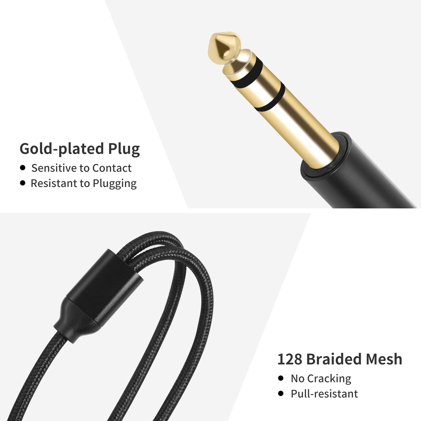 Cavo splitter da maschio stereo da 6,35 mm a doppia femmina da 6,35 mm, cavo da TRS a doppio TS Y, adattatore TS placcato oro per chitarra, tastiera e interfacce audio, confezione da 2