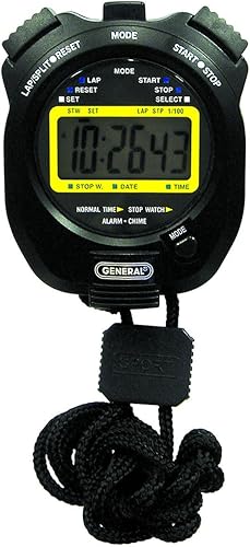 General Tools Temporizador deportivo SW269, cronómetro con reloj, negro