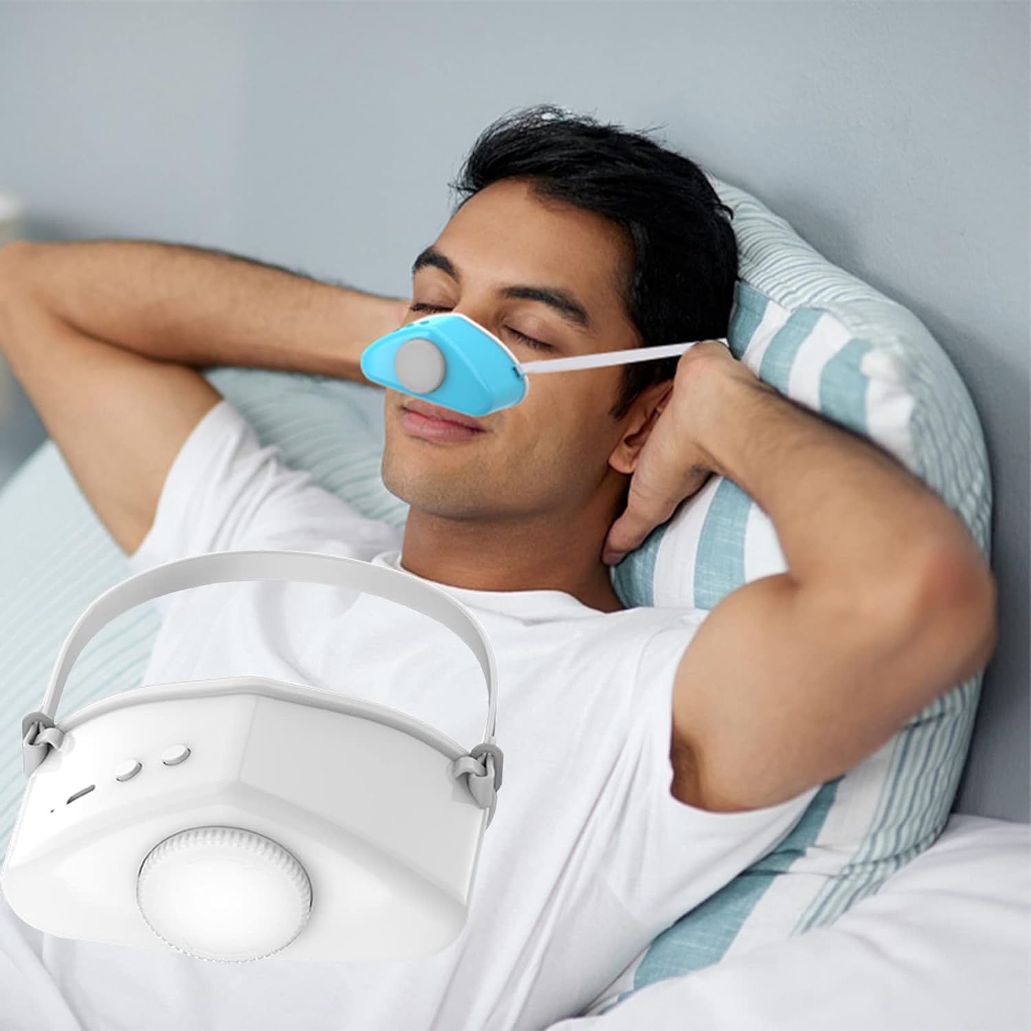 Stop Snoring Devices That Work for Men Women Smart Electric Snore Stopper Atomized Stop Snoring Rhinitis Improve Sleep Breathing Comfortable Liquid Moisturizing (Color : White)