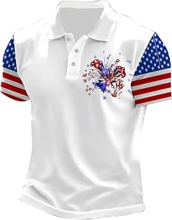 Men's Polo Shirts Slim Fit Christian Cross Jesus American USA Flag Golf T Shirts 4th of July Summer Button Down Tops