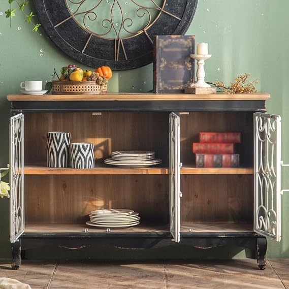 Sideboard Cupboard Retro Glass Sideboard Home Kitchen Bowl Storage Cabinet Entrance Iron Porch Shoe Cabinet Kitchen Storage