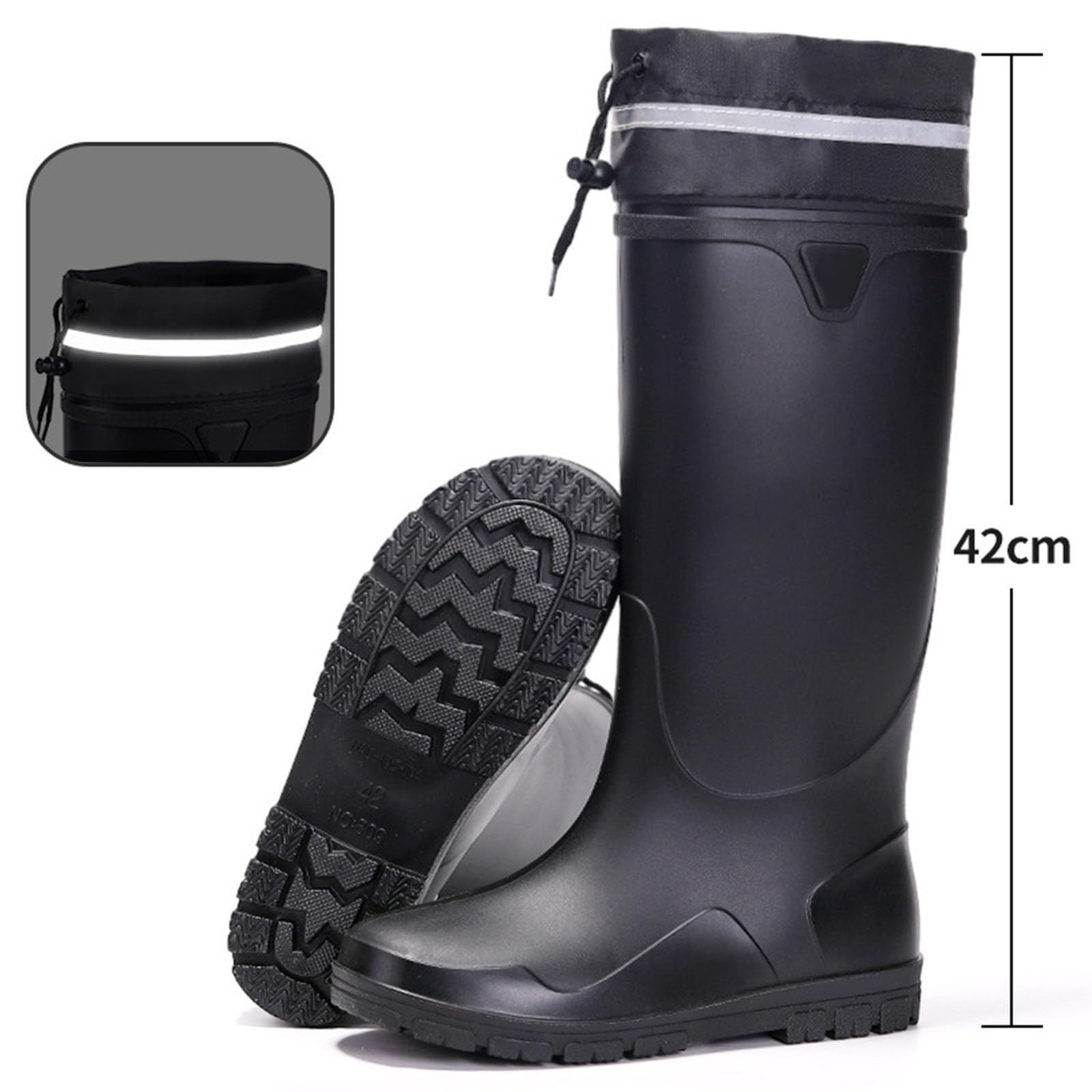 Genérico Botas Agua Hombre - Botas Lluvia Caña Alta Reflectantes Antideslizantes Hombre Viaje Construcción Senderismo Calzado Acuático Goma Impermeable