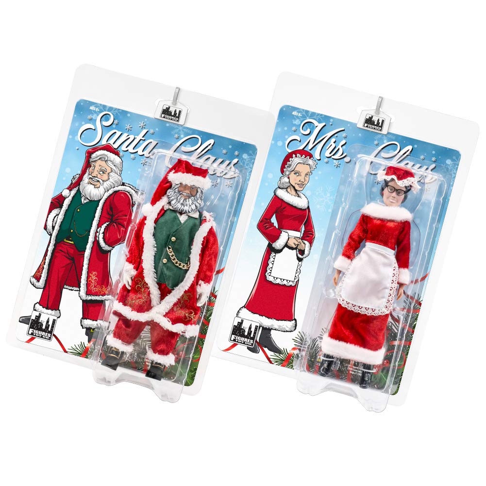 Amazon.com: Set of 2 Figures: Santa & Mrs. Claus 8 Inch Retro