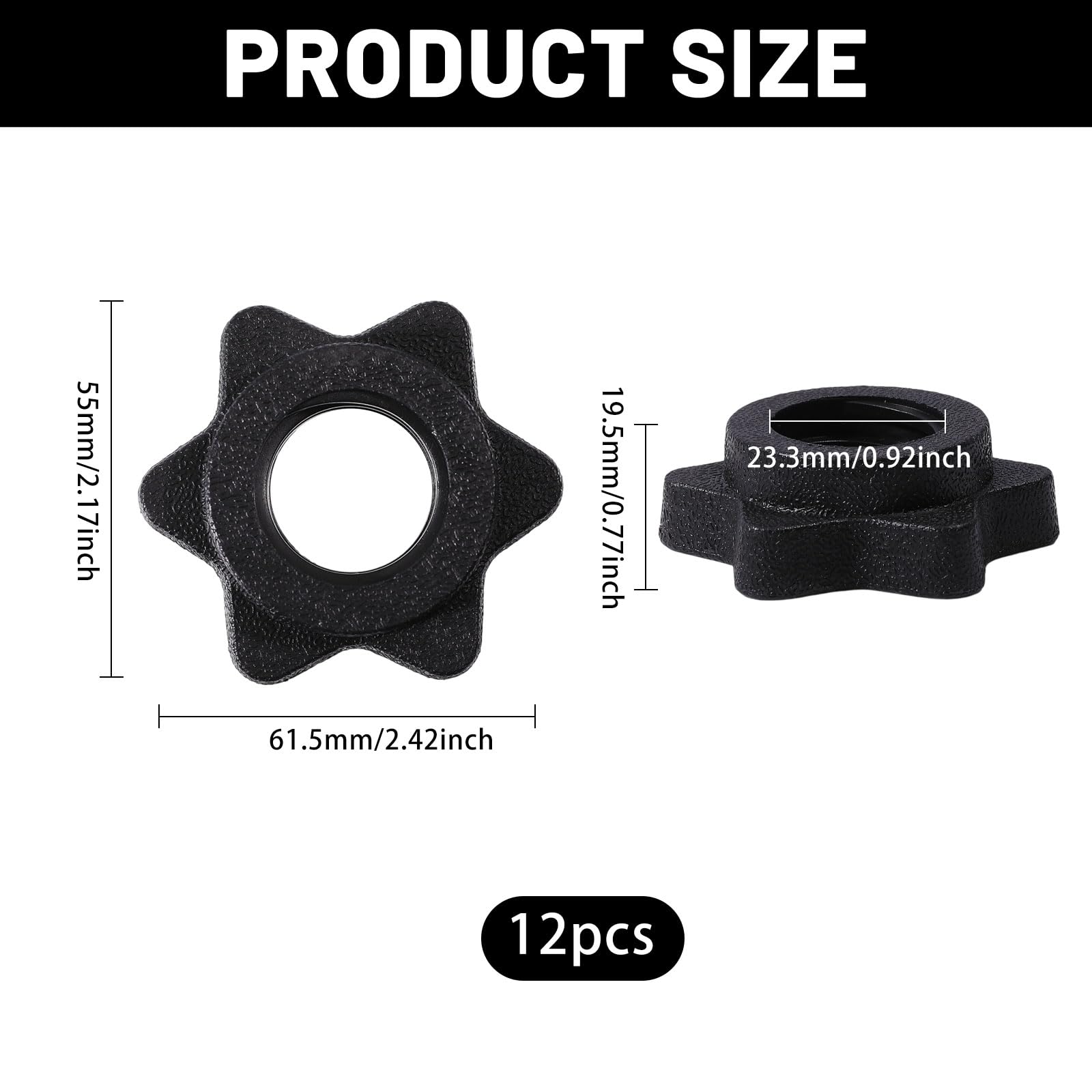 16 tapas de cierre Spinlock de plástico para barra de pesas, 25 mm, tuercas hexagonales para entrenamiento de fuerza, fitness y deportes