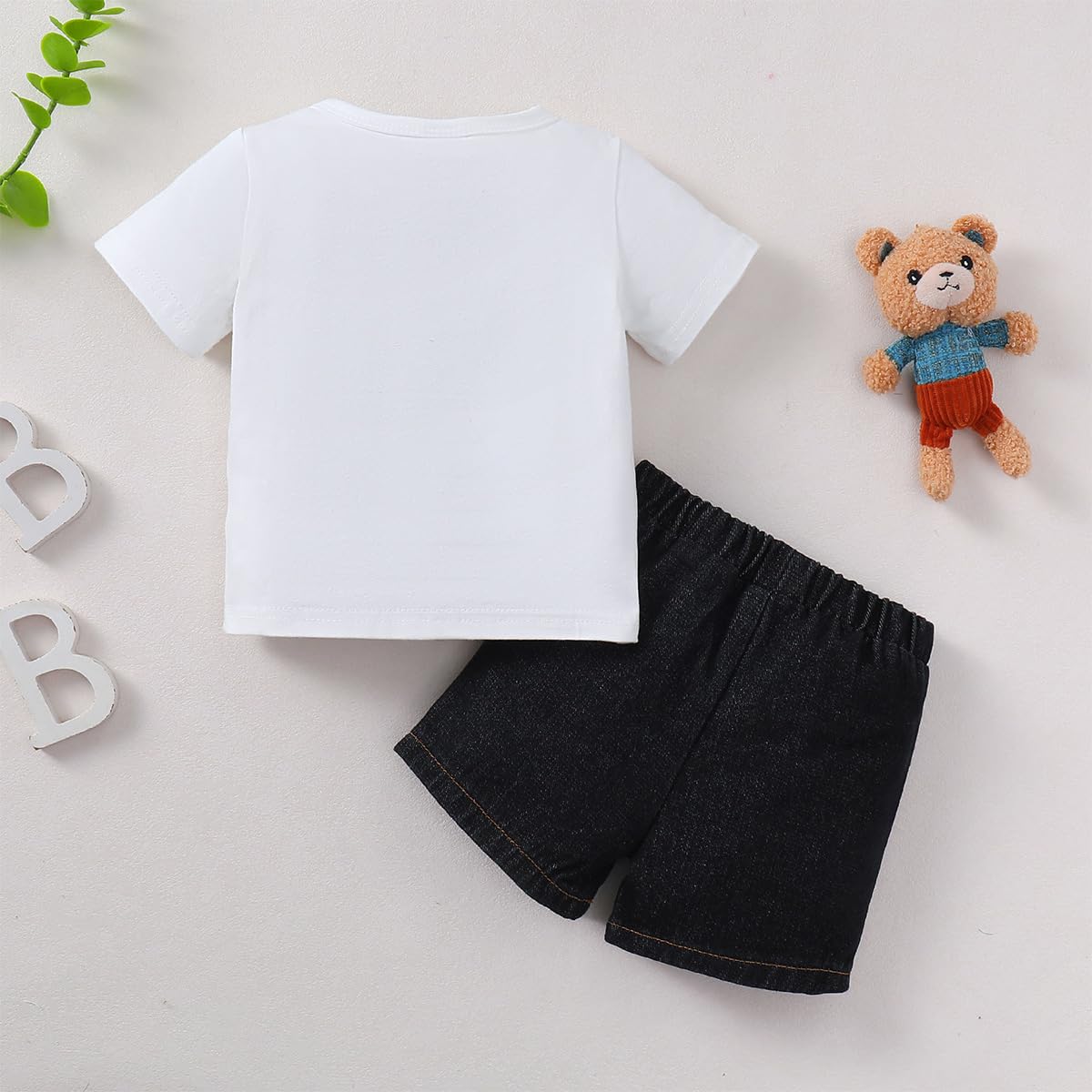 JENJON Vestiti Set per Infantile Bambino Maschio Primaverili Estivi Manica Corta Stampato Carino Maglietta e Jeans Pantaloncini 2Pcs Completo Abiti Outfit - 4