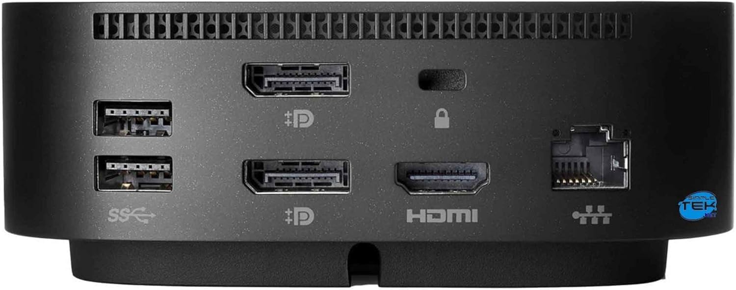 SIMPLETEK - Stacja dokująca - kompatybilna z HP | 2 x USB-A - USB-C - 2 x DisplayPort - HDMI - RJ-45 | W zestawie zasilacz 120 W