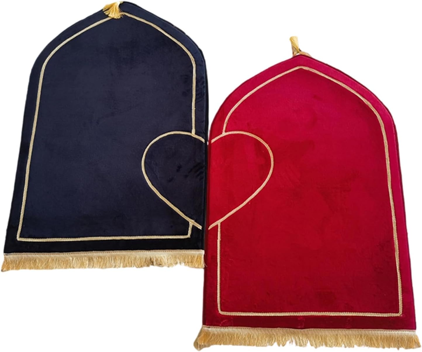 Romantics Half Heart Embossed Couple Prayer Rugs Set 2 Piece Thick Flannel Worship Carpets for Islamics Wedding Decors Wedding Couple Floor Mat