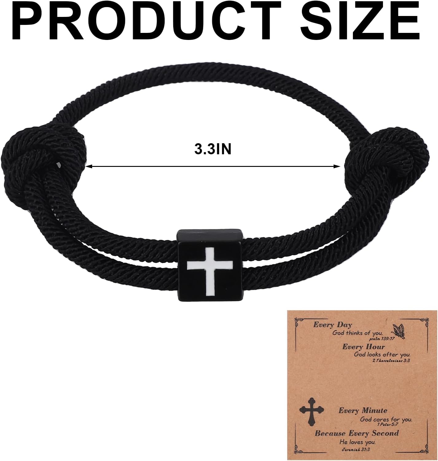 Cross Bracelet, Adjustable Handmade Men Baptism Cross Braided Rope Bracelet with Sliding Knot Inspirational Religious Jesus Christian Gift - Image 2