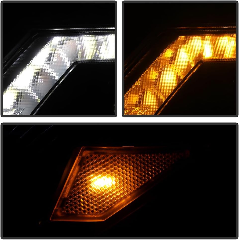 KEEKPO - For 2013-2016 Nissan Pathfinder Black LED Tube Switchback Signal Projector Headlights Headlamps Pair Left+Right