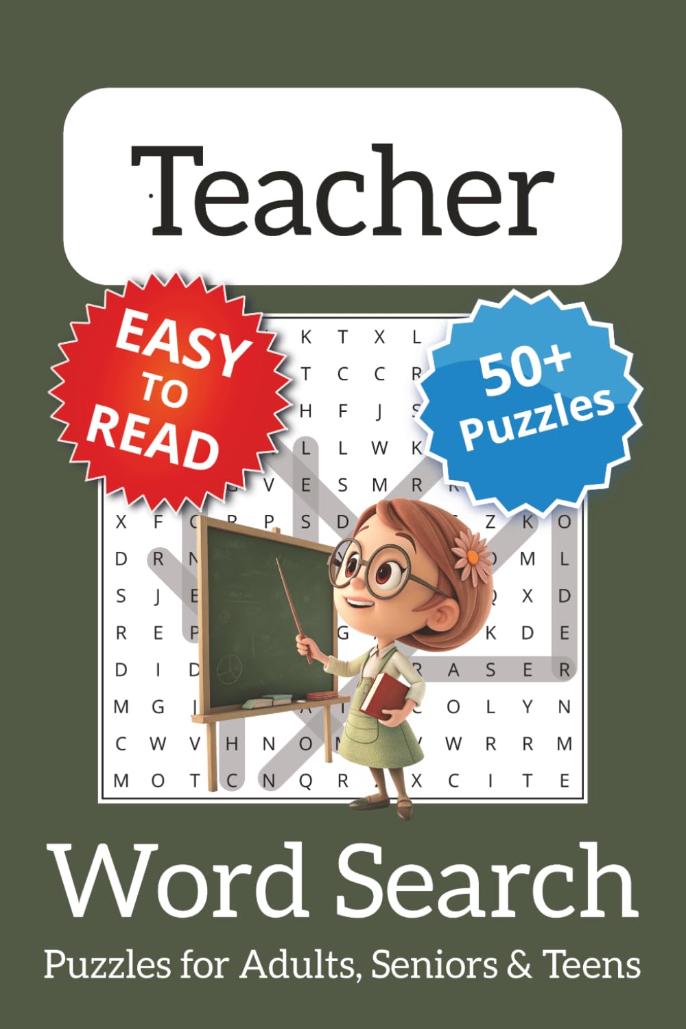 Teacher Word Search Puzzle Book: Teacher Themed Word Searches with Easy to Read Print | 6x9 inches, 110 pages | 50+ Puzzles