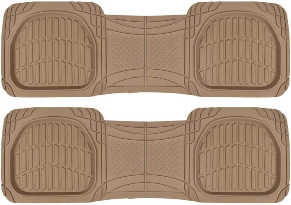 Motor Trend PRO920 Premium FlexTough Deep Dish Complementary Rear Rubber Floor Mats Liners All-Weather Protection Universal Design for Cars Sedan Truck SUV, Beige
