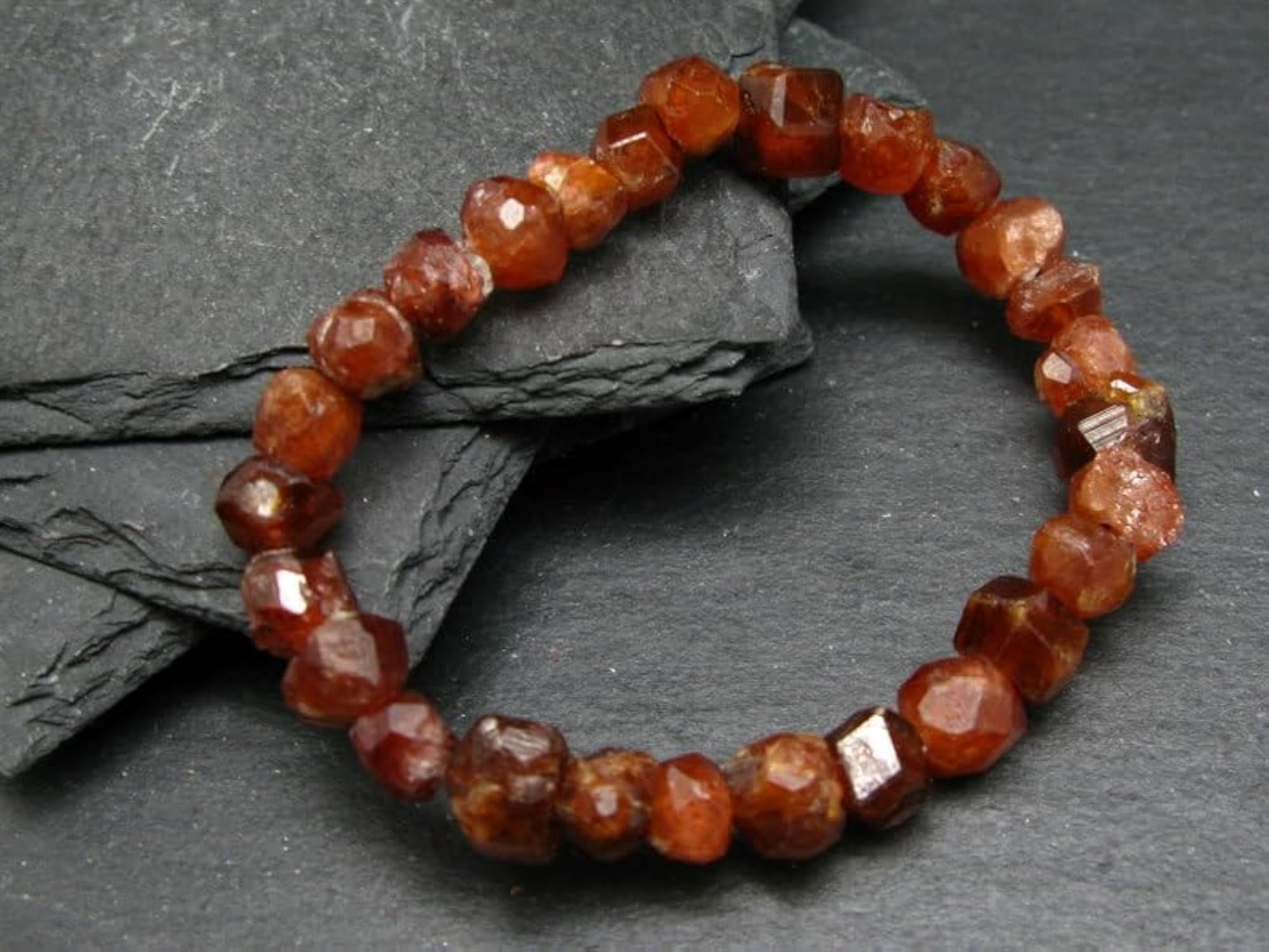 Natural Hessonite Garnet 8mm Tumble Shape Bracelet, Unisex
