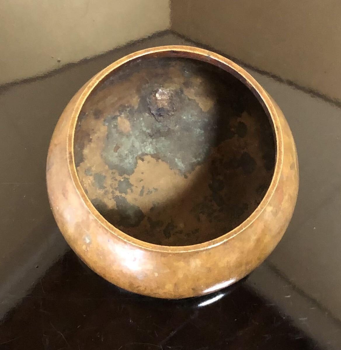 唐銅繰口水指蕨波地紋西村道也造極：十三代宮崎寒雉茶道具古物送料無料