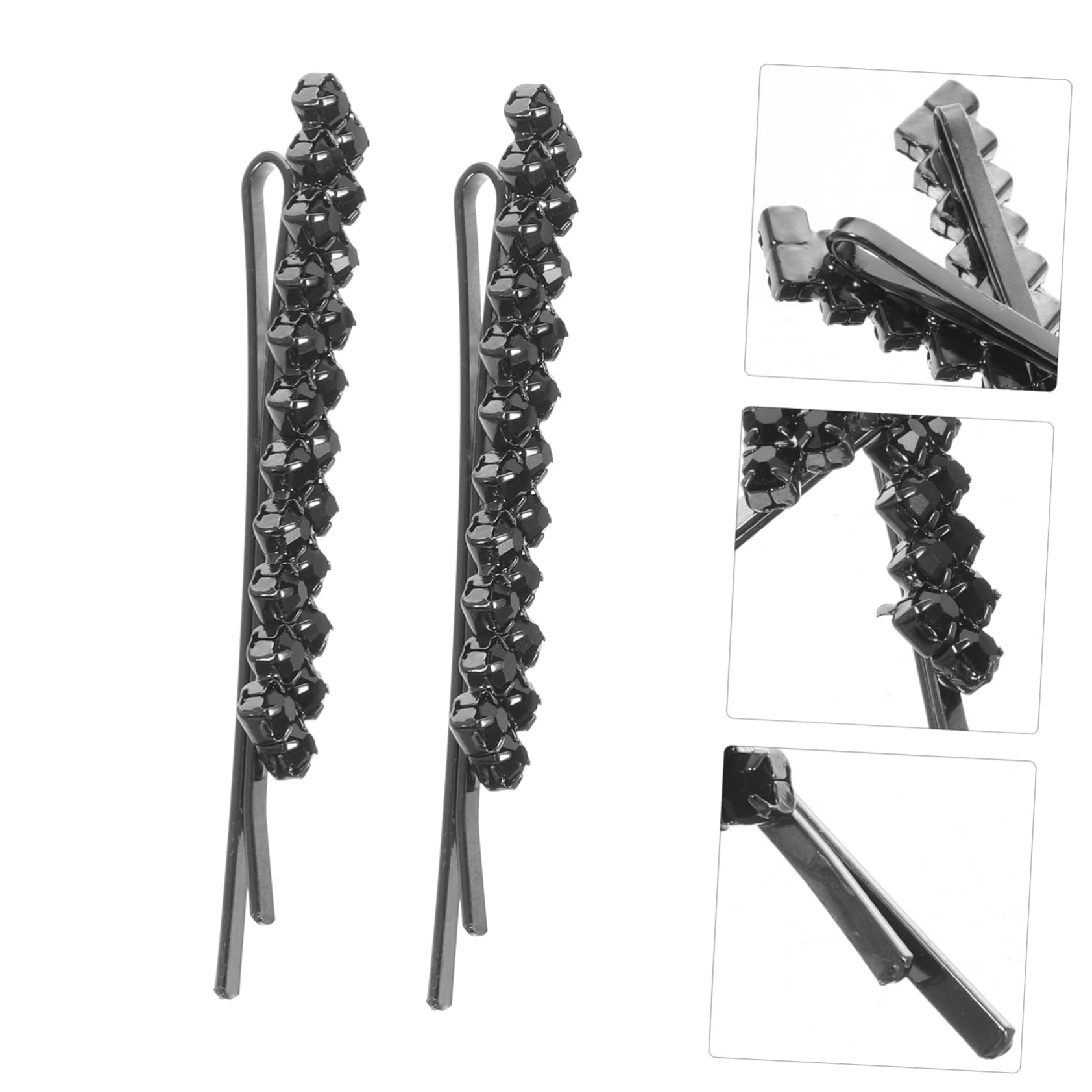 FOMIYES 5 Sets Seitliche Haarspangen Mit Strasssteinen Für Frauen Metall-haarspangen Schwarz Glitzernd Bobby 8 Stück * 5