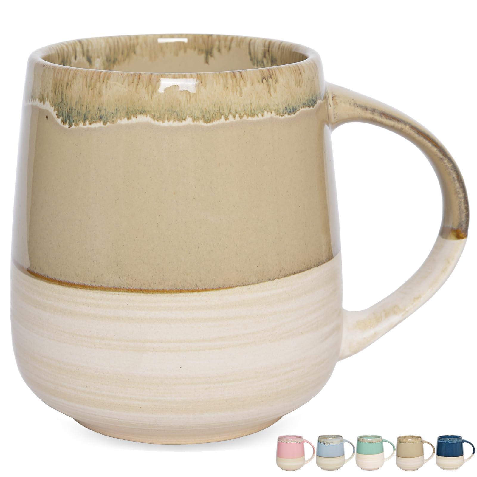 Bosmarlin Extra Large Ceramic Coffee Mug, 23 Oz, Dishwasher and Microwave Safe, Oversized Big Tea Cup, Reactive Glaze (Brown Grey)