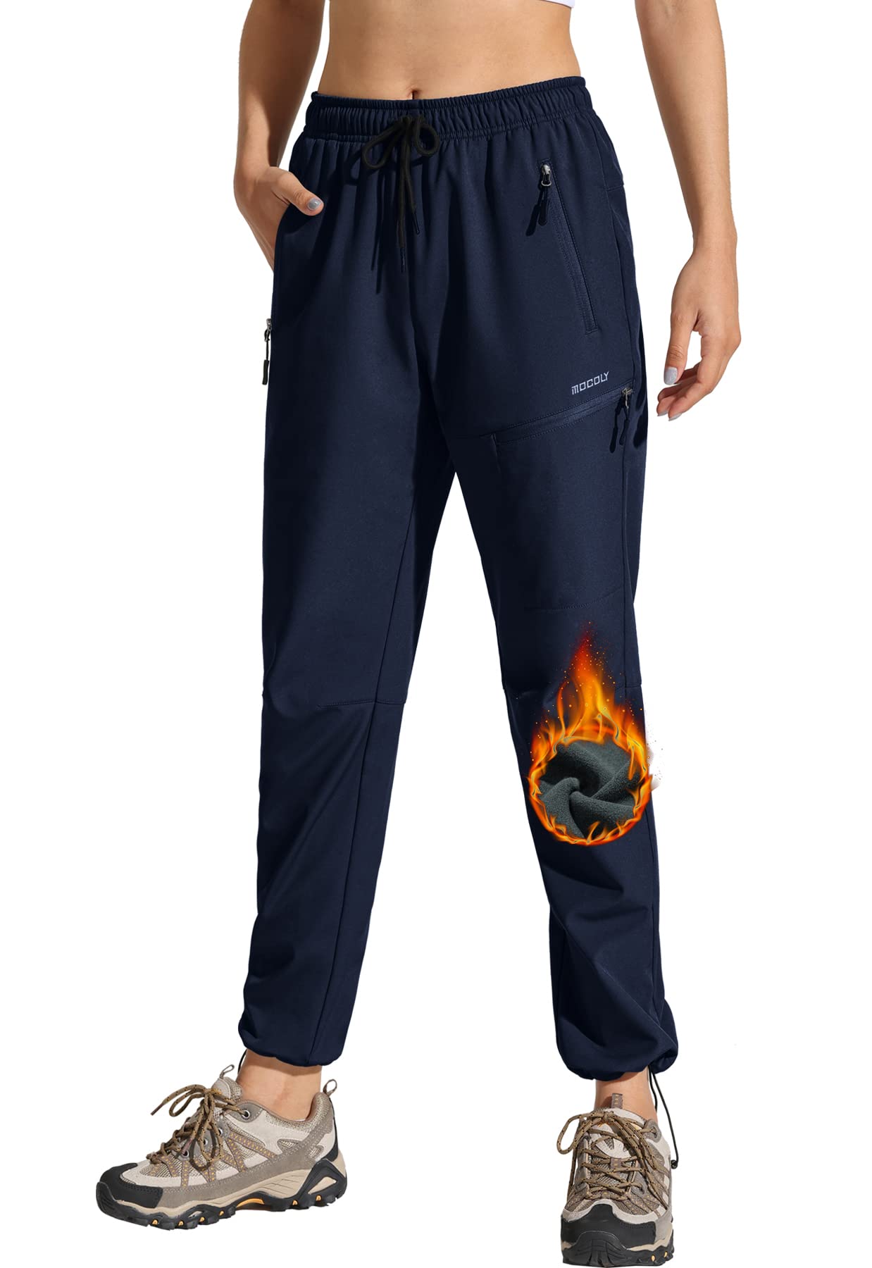 MOCOLY Pantaloni Trekking Donna Pantaloni Sci Invernali Impermeabili Felpati Termici Softshell Pantaloni Tuta Larghi Pantaloni Sportivi da Cargo per Montagna e Sport Outdoor Lavoro
