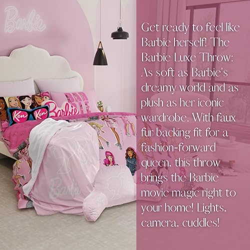 Miniatura 8 de Franco Collectibles Barbie Movie Bedding - Manta súper suave de micro raschel, Barbiecore, 46 x 60 pulgadas, (producto oficial)