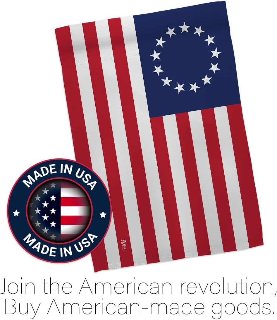 Americana Home & Garden HS140704-BO Betsy Ross Historic Impressions Decorative Vertical 28" x 40" Double Sided House Flag Set w/Banner Pole Included Printed in USA