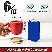 Vista 71 de Hasense Juego de tazas y platillos de porcelana para capuchino de 6 a 6 onzas Demitasse Espresso con asa, perfectas para café con leche, café moca
