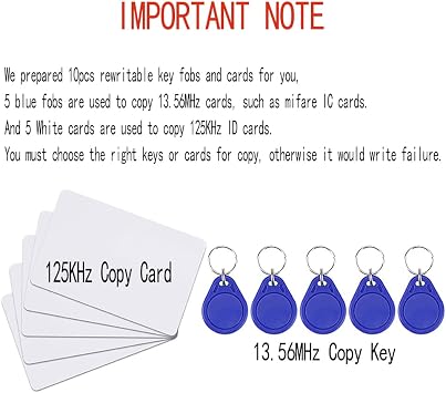 JASAG Smart Access Control Copier, RFID Reader Writer, 125KHz Duplicator, 13.56MHz Encrypted Card Decoder, NFC Tag Replicator, with Writable Key Fobs, Free Software