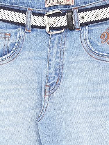 Image of PALM TREE Boys Blue Washed Denim Fixed Waist Jeans