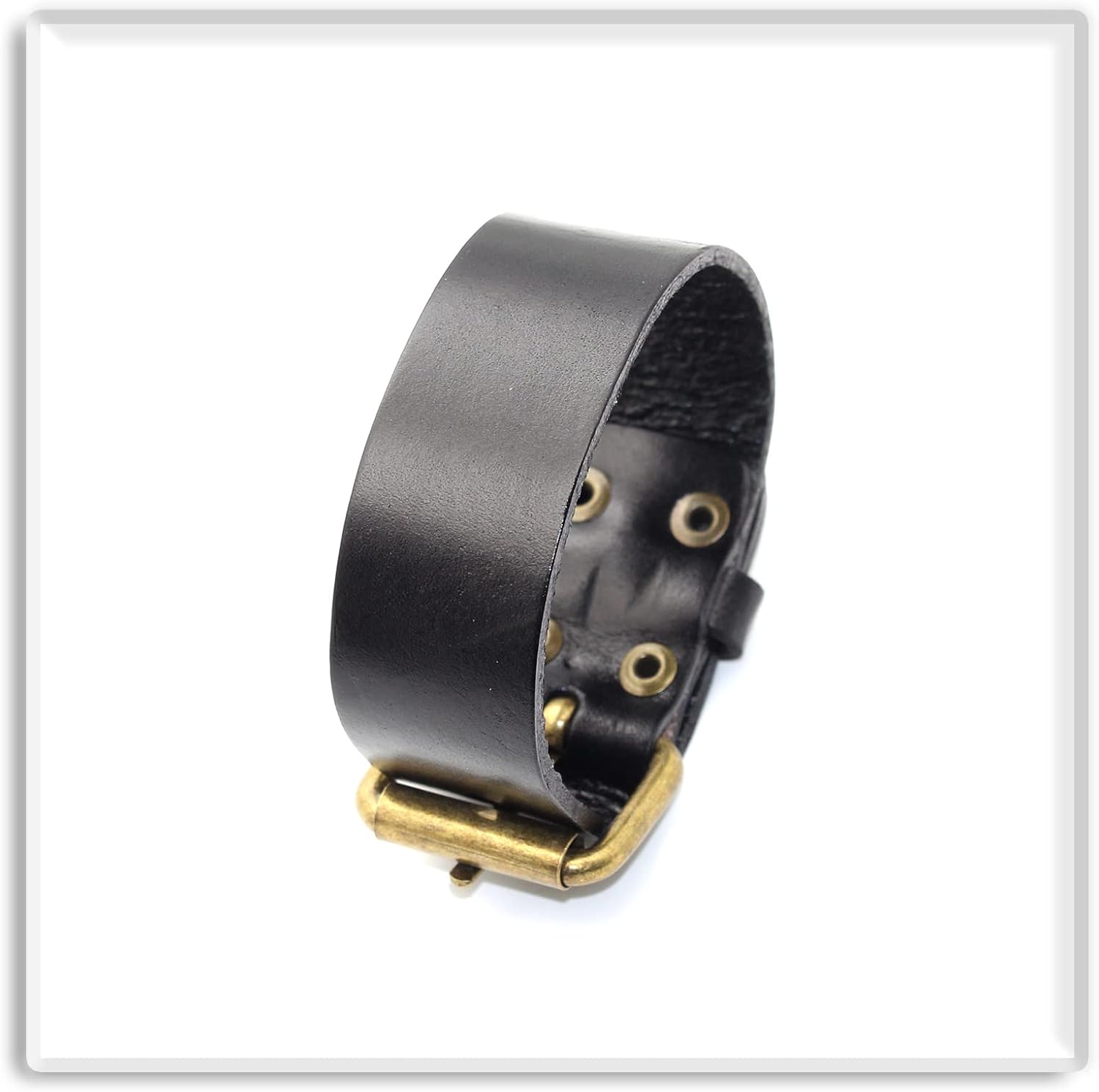 Xusamss Punk Rock Belt Buckle Wristband Adjustable Leather Cuff Bracelet