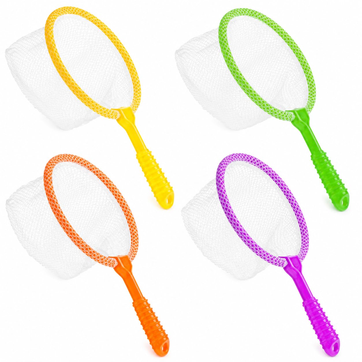 4 Stück Fischernetz, Schmetterlingsnetze aus Kunststoff, Frühlernwerkzeug, Outdoor-Fischernetz, Insektenfängernetze, Insektenfängernetze, Ideal für Badewanne, kompaktes Outdoor-Spielzeug
