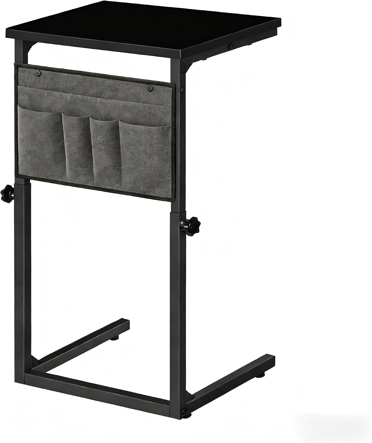 HOOBRO C Shaped End Table, Small C Table for Couch, Adjustable Height Side Table for Small Spaces, 29.5'' Tall Couch Table that Slide Under, for Living Room, Bedside, Black BB77SF01