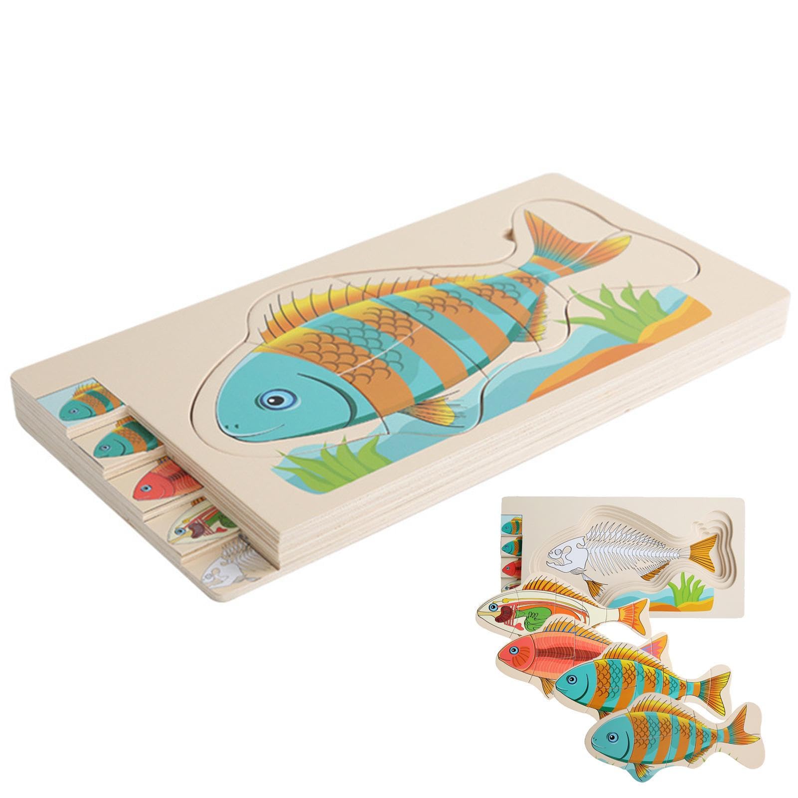 Amazon.co.jp: 木の魚のパズル - 木製ジグソー フィッシュボーン 