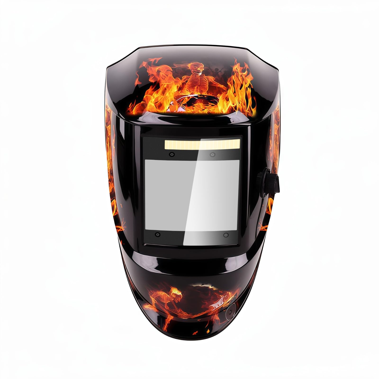 MERIGLARE Schweißhelm Automatik Schweißmaske Schutzschild Gesichtsschutz Nackenschutz mit Solarbetriebener Kassette Selbstanpassender mit Komfortabler Passform, Flammenmuster, Echtfarben-Automatik