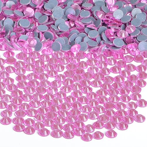 Image of Bymitel Hotfix Crystal Rhinestones Round Gems Iron on DIY Jewelry Making Flat Back for Crafts,Lt. Rose, 1.3mm(SS3 /2880pcs)